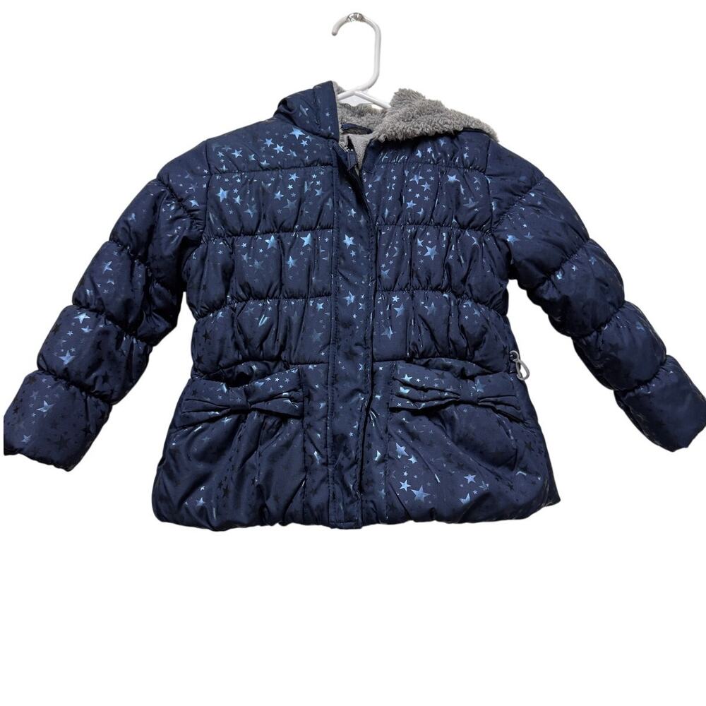 Rothschild Puffer Hooded Youth Jacket Navy Blue with Stars Toddler Size 4T